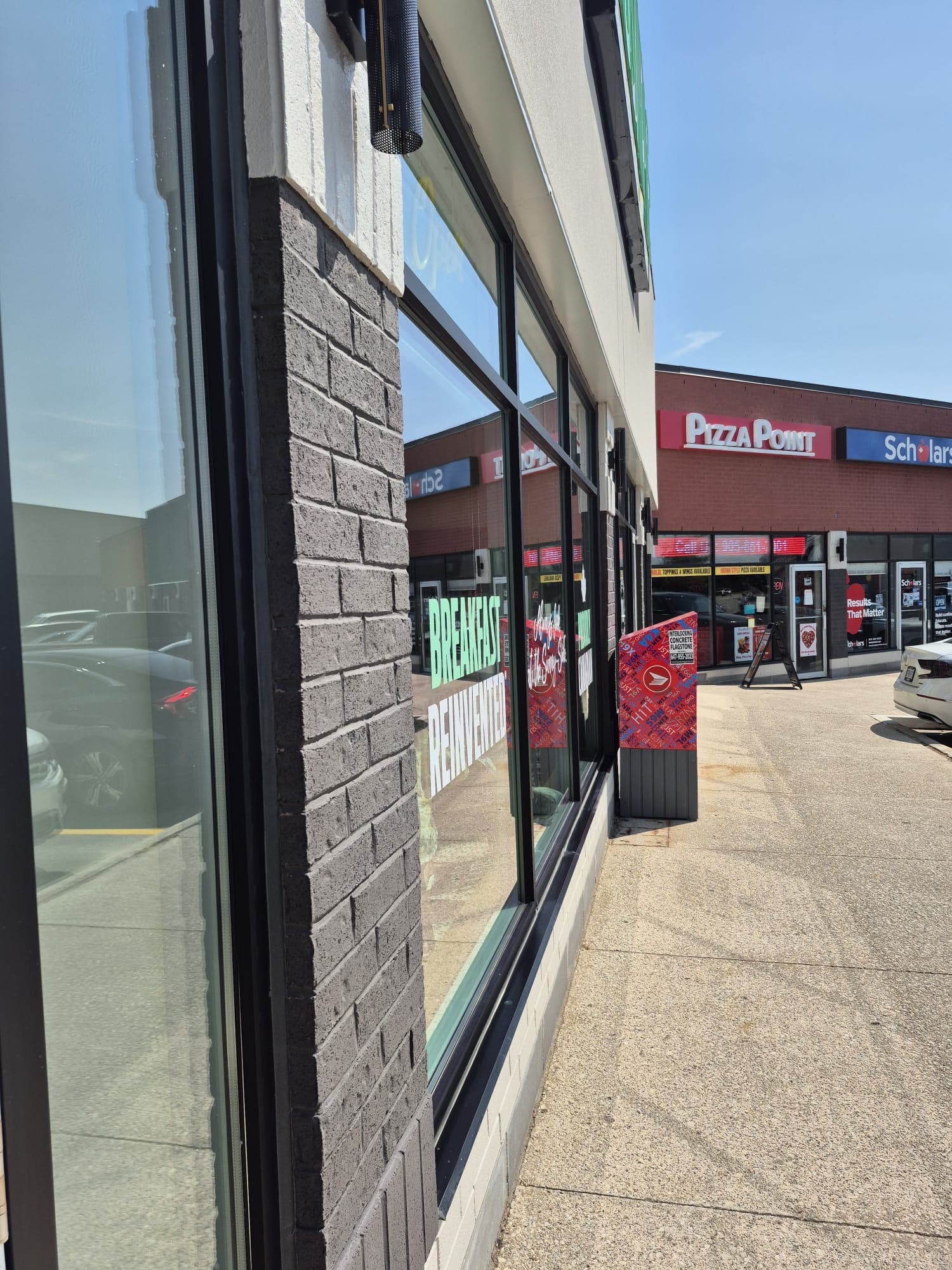 Sunlit storefront with freshly cleaned glass